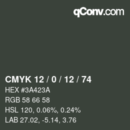 カラーコード: CMYK 12 / 0 / 12 / 74 | qconv.com