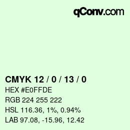 カラーコード: CMYK 12 / 0 / 13 / 0 | qconv.com