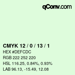 カラーコード: CMYK 12 / 0 / 13 / 1 | qconv.com