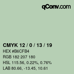 カラーコード: CMYK 12 / 0 / 13 / 19 | qconv.com