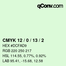 カラーコード: CMYK 12 / 0 / 13 / 2 | qconv.com
