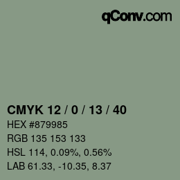 Color code: CMYK 12 / 0 / 13 / 40 | qconv.com
