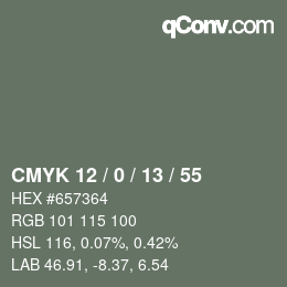 Color code: CMYK 12 / 0 / 13 / 55 | qconv.com