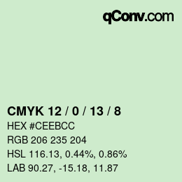 カラーコード: CMYK 12 / 0 / 13 / 8 | qconv.com