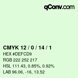 颜色代码: CMYK 12 / 0 / 14 / 1 | qconv.com