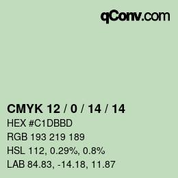 カラーコード: CMYK 12 / 0 / 14 / 14 | qconv.com