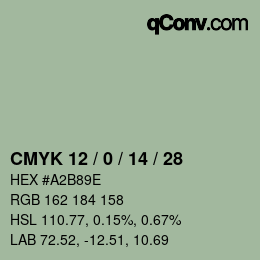 Color code: CMYK 12 / 0 / 14 / 28 | qconv.com