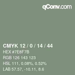 カラーコード: CMYK 12 / 0 / 14 / 44 | qconv.com