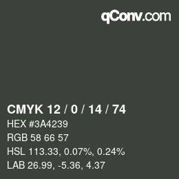 颜色代码: CMYK 12 / 0 / 14 / 74 | qconv.com