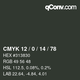 Color code: CMYK 12 / 0 / 14 / 78 | qconv.com