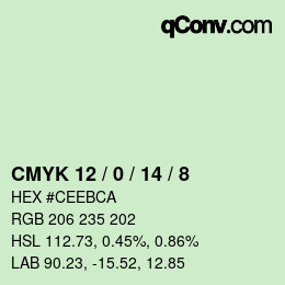 カラーコード: CMYK 12 / 0 / 14 / 8 | qconv.com