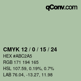 カラーコード: CMYK 12 / 0 / 15 / 24 | qconv.com