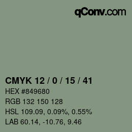 颜色代码: CMYK 12 / 0 / 15 / 41 | qconv.com