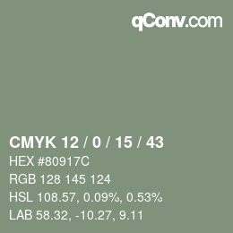 Código de color: CMYK 12 / 0 / 15 / 43 | qconv.com
