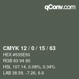 Color code: CMYK 12 / 0 / 15 / 63 | qconv.com