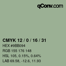 颜色代码: CMYK 12 / 0 / 16 / 31 | qconv.com