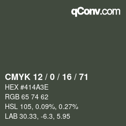 Color code: CMYK 12 / 0 / 16 / 71 | qconv.com