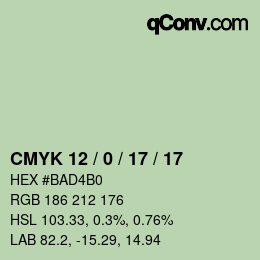 Farbcode: CMYK 12 / 0 / 17 / 17 | qconv.com