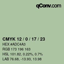 カラーコード: CMYK 12 / 0 / 17 / 23 | qconv.com