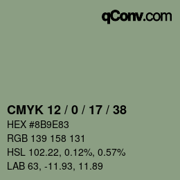 Farbcode: CMYK 12 / 0 / 17 / 38 | qconv.com