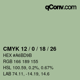 Farbcode: CMYK 12 / 0 / 18 / 26 | qconv.com