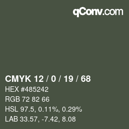 Color code: CMYK 12 / 0 / 19 / 68 | qconv.com