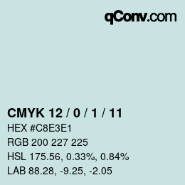 カラーコード: CMYK 12 / 0 / 1 / 11 | qconv.com