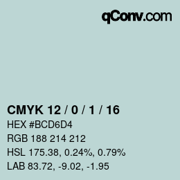 カラーコード: CMYK 12 / 0 / 1 / 16 | qconv.com