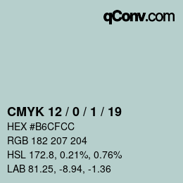 カラーコード: CMYK 12 / 0 / 1 / 19 | qconv.com