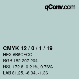 Color code: CMYK 12 / 0 / 1 / 19 | qconv.com