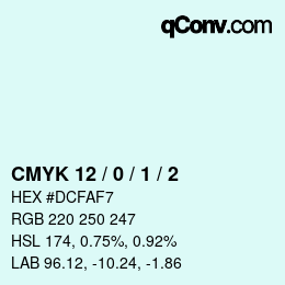 カラーコード: CMYK 12 / 0 / 1 / 2 | qconv.com