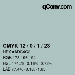 Color code: CMYK 12 / 0 / 1 / 23 | qconv.com