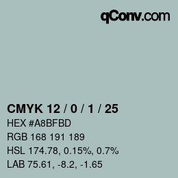 カラーコード: CMYK 12 / 0 / 1 / 25 | qconv.com