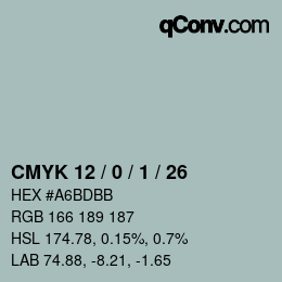 カラーコード: CMYK 12 / 0 / 1 / 26 | qconv.com