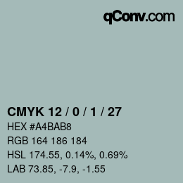 Color code: CMYK 12 / 0 / 1 / 27 | qconv.com