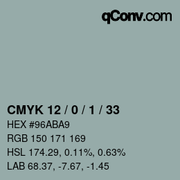 Color code: CMYK 12 / 0 / 1 / 33 | qconv.com