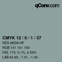 Color code: CMYK 12 / 0 / 1 / 37 | qconv.com