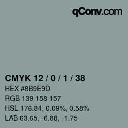 Color code: CMYK 12 / 0 / 1 / 38 | qconv.com