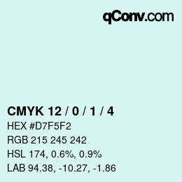 カラーコード: CMYK 12 / 0 / 1 / 4 | qconv.com