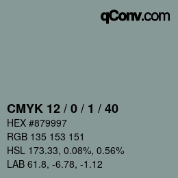 Color code: CMYK 12 / 0 / 1 / 40 | qconv.com