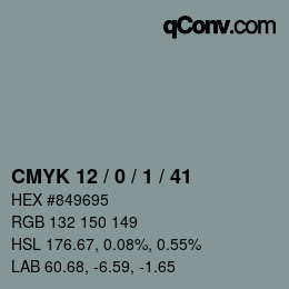 カラーコード: CMYK 12 / 0 / 1 / 41 | qconv.com