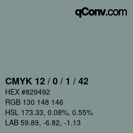 Color code: CMYK 12 / 0 / 1 / 42 | qconv.com