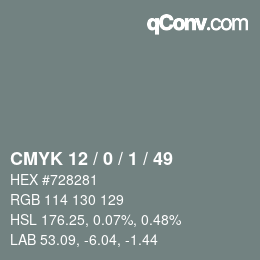 颜色代码: CMYK 12 / 0 / 1 / 49 | qconv.com