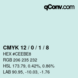 カラーコード: CMYK 12 / 0 / 1 / 8 | qconv.com