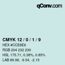 カラーコード: CMYK 12 / 0 / 1 / 9 | qconv.com