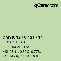 Farbcode: CMYK 12 / 0 / 21 / 14 | qconv.com
