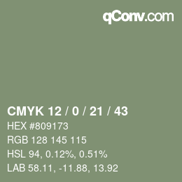 Código de color: CMYK 12 / 0 / 21 / 43 | qconv.com