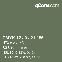Farbcode: CMYK 12 / 0 / 21 / 55 | qconv.com