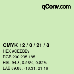 颜色代码: CMYK 12 / 0 / 21 / 8 | qconv.com