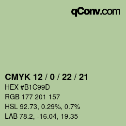 カラーコード: CMYK 12 / 0 / 22 / 21 | qconv.com